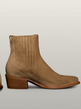Tecovas Tan Ankle Boots, Latte Suede, sz 9